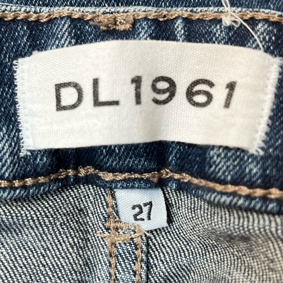 DL1961 Mara Straight Mid Rise Instasculpt Distressed Ankle Jeans Blue Size 27 - Picture 3 of 7